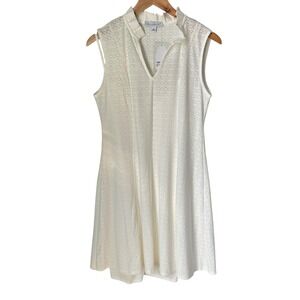 Keren Hart Eyelet Dress White Ruffle Summer Vacation Coverup Medium Coquette NWT
